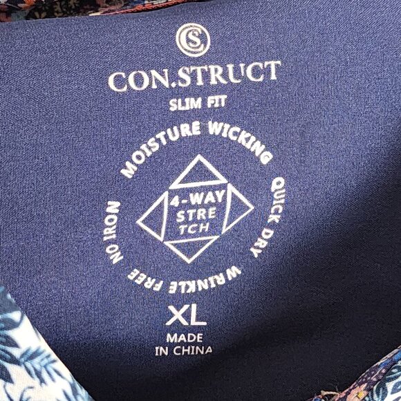 Con.Struct Blue Fern Print 4-Way Stretch Button Front Shirt - Picture 4 of 5